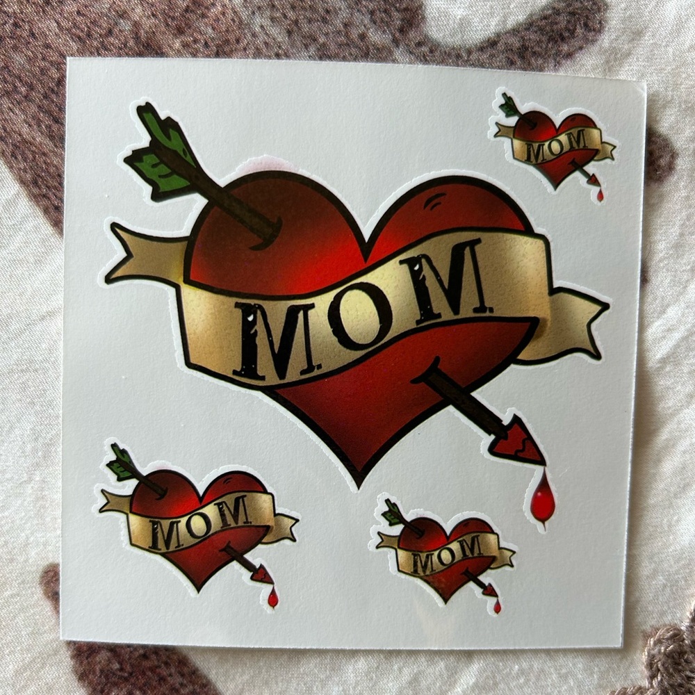 Mom Temporary Tattoo / Pirate Costume / Biker costume / Halloween